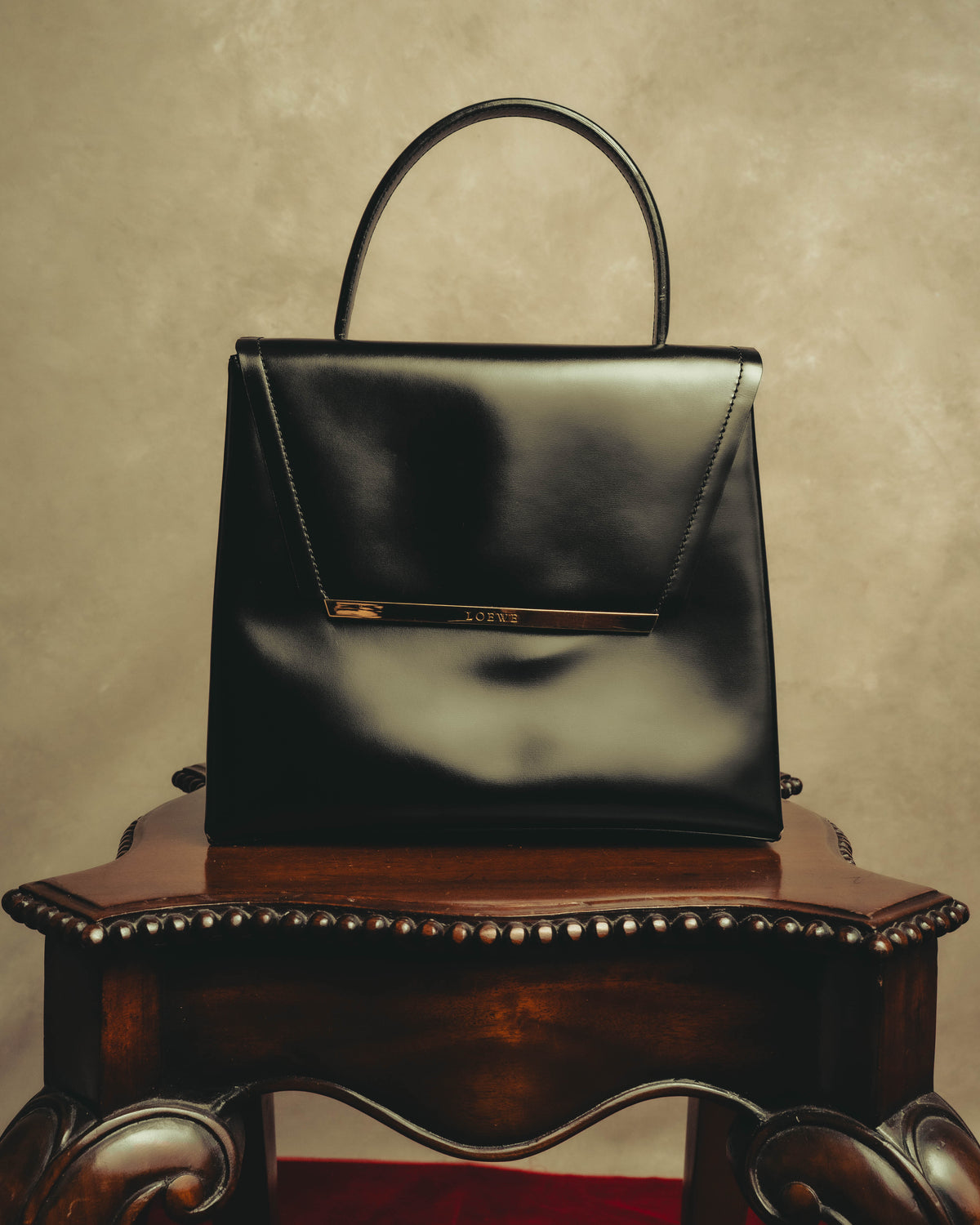 "LOEWE" 80's-90's Structured top-handle shoulder bag