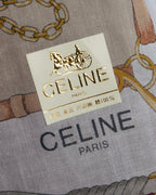"CELINE" 90's-00's Vintage equestrian harness motif cotton handkerchief scarf