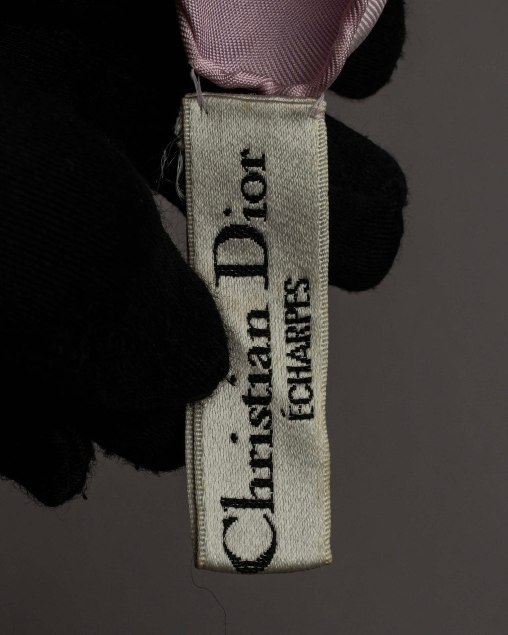 "Christian Dior" Typography logo geometric motif silk scarf
