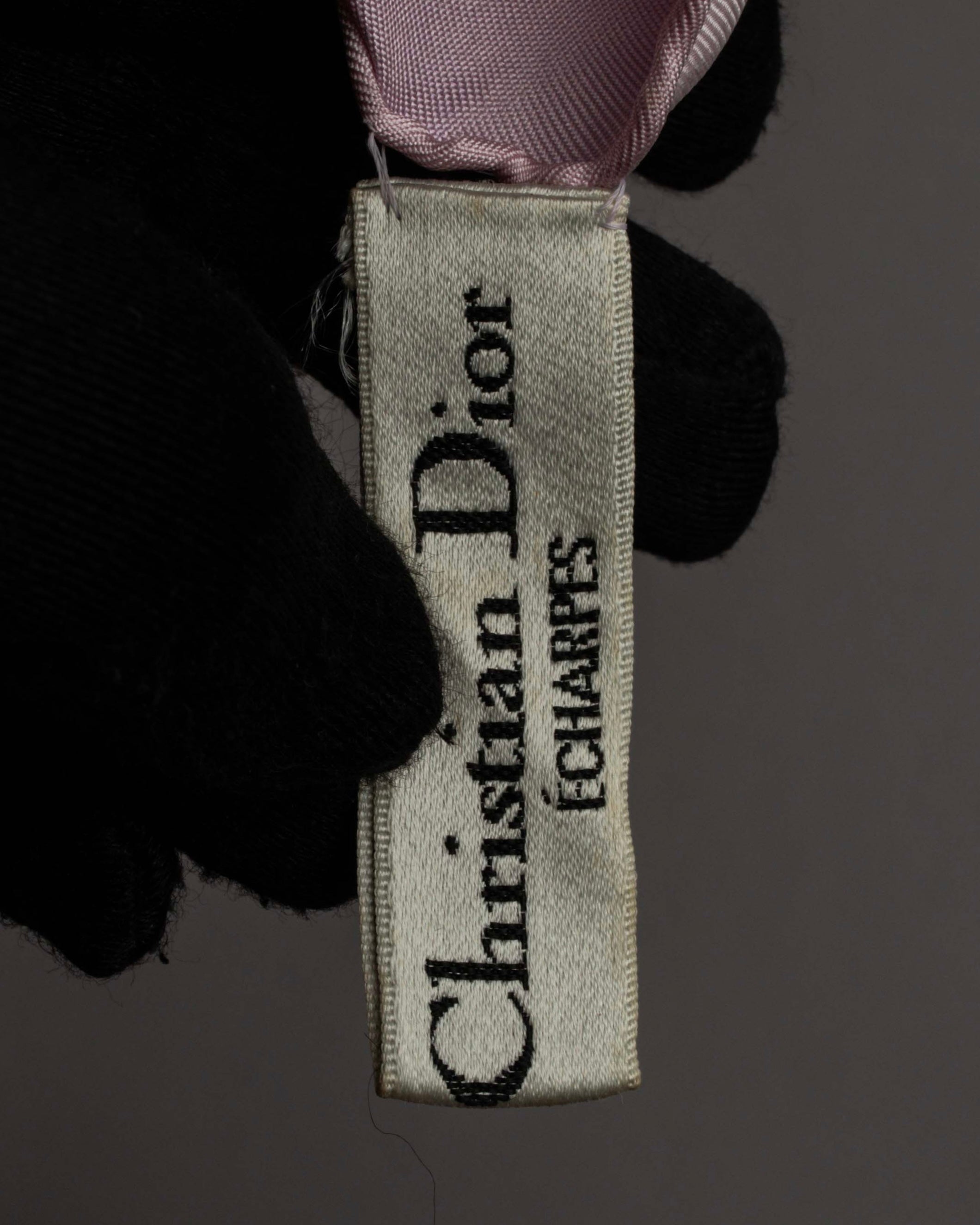 "Christian Dior" Typography logo geometric motif silk scarf