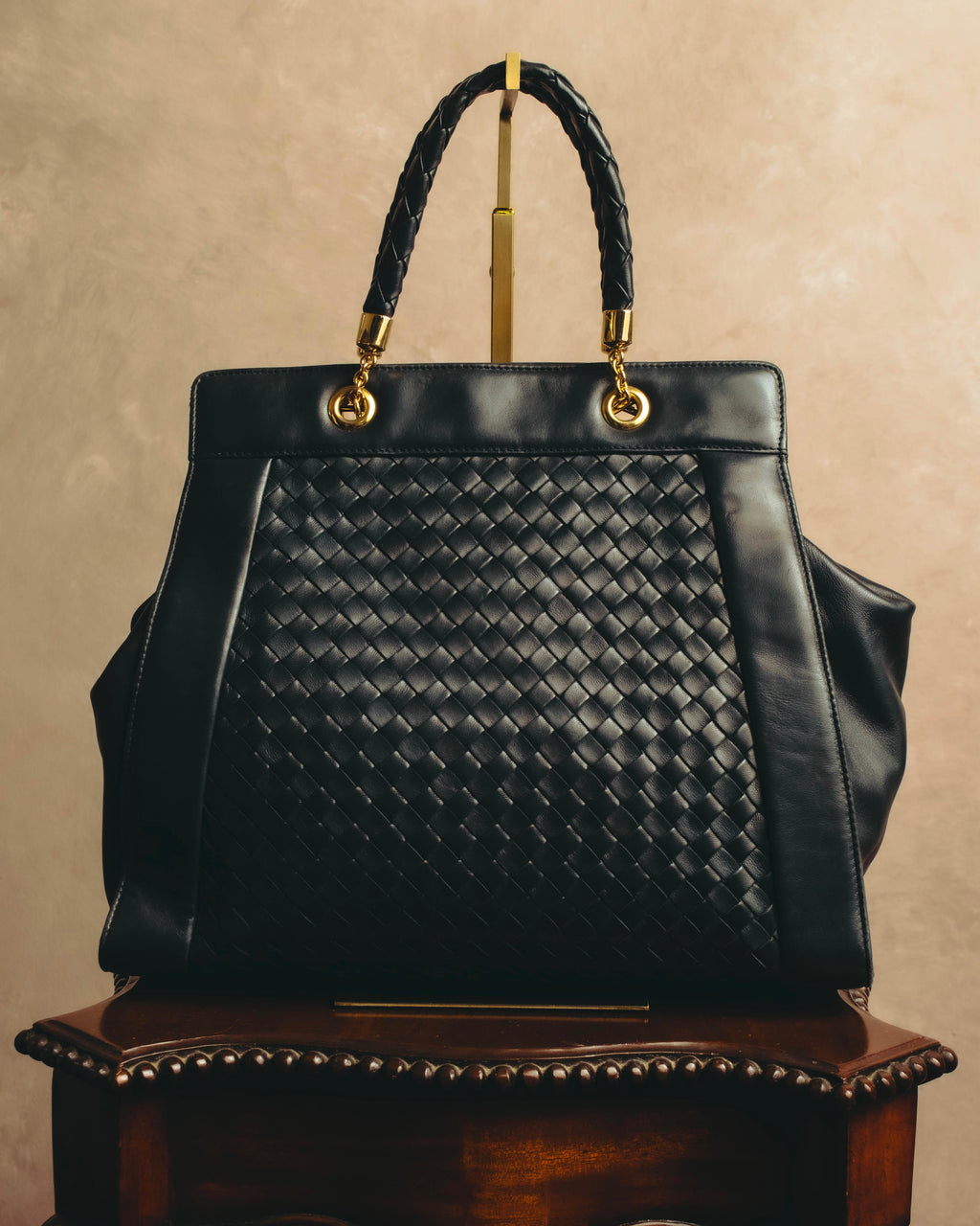 -SPECIAL- “Bottega Veneta” 00’s intrecciato braided handle oversized leather tote bag