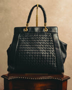 -SPECIAL- “Bottega Veneta” 00’s intrecciato braided handle oversized leather tote bag