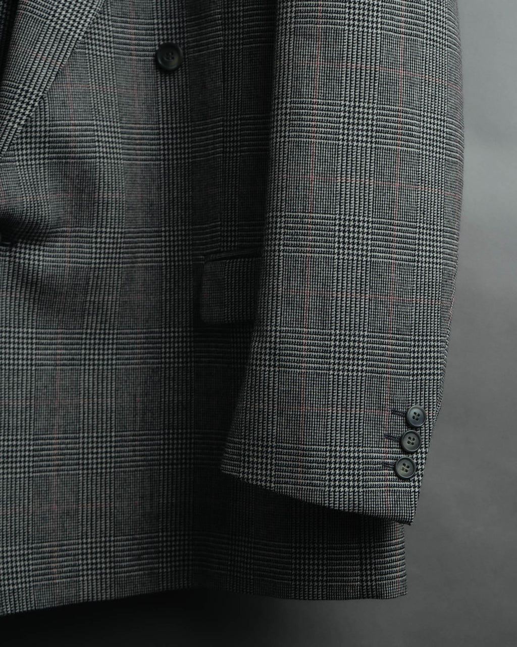 -MOOD MILLÉSIMES- 80’s-90’s Prince of Wales check wool double-breasted setup suit