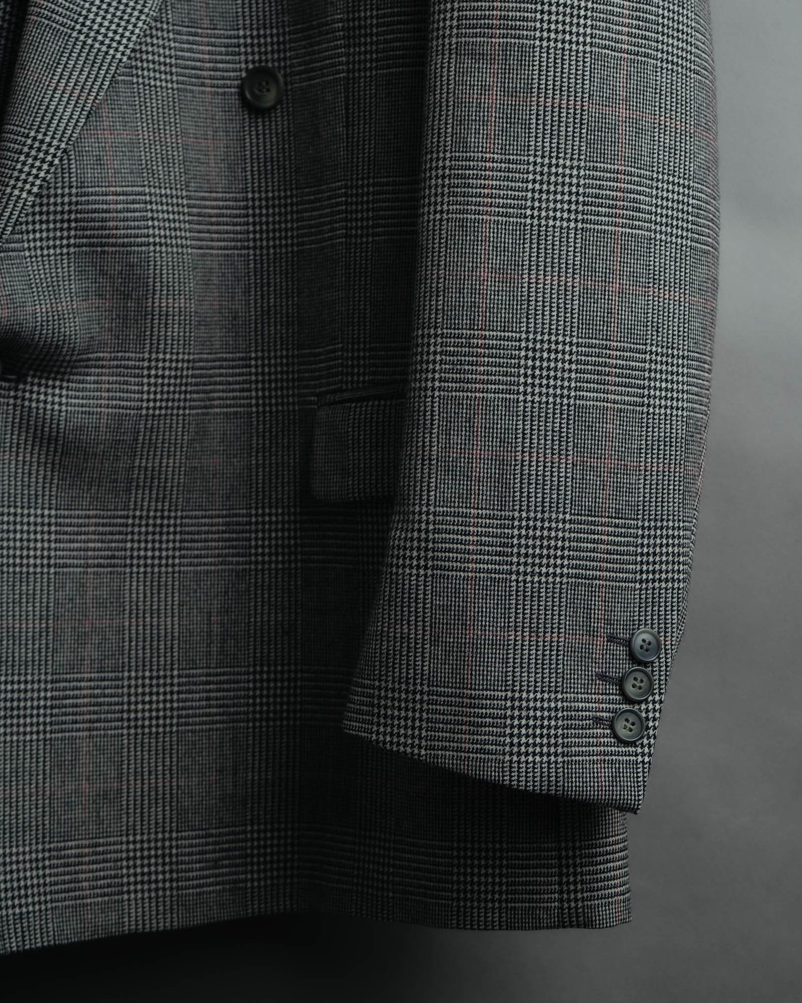 -MOOD MILLÉSIMES- 80’s-90’s Prince of Wales check wool double-breasted setup suit