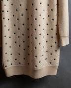 "Christian Dior" Star print frill detail cable knit tunic pullover