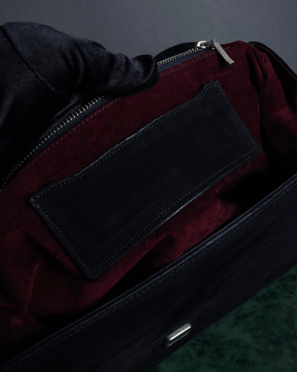 "JEAN PAUL GAULTIER" Front clasp design suede leather hand bag