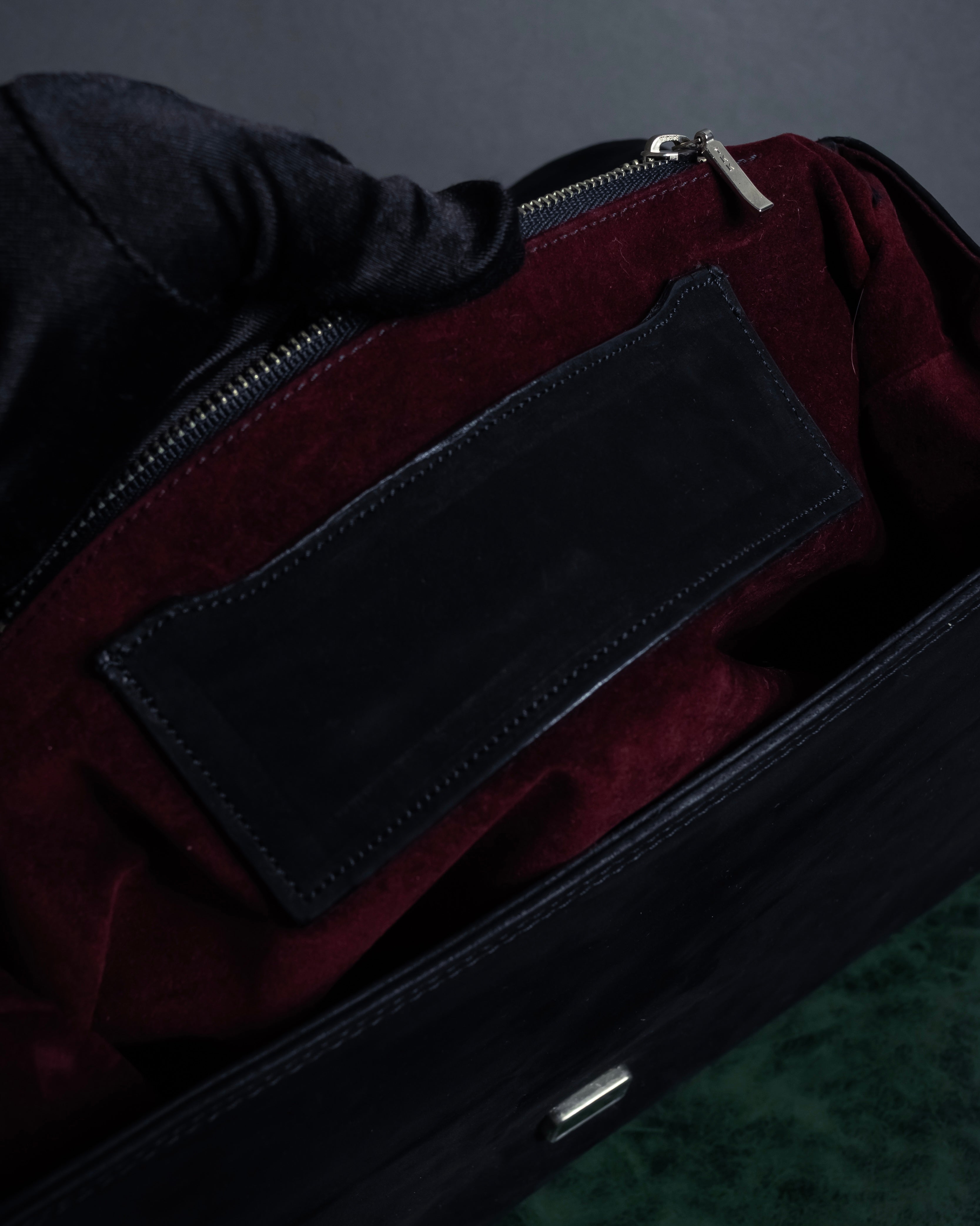 "JEAN PAUL GAULTIER" Front clasp design suede leather hand bag