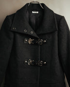 “miu miu” 00’s-10’s Wool angora leather buckle coat