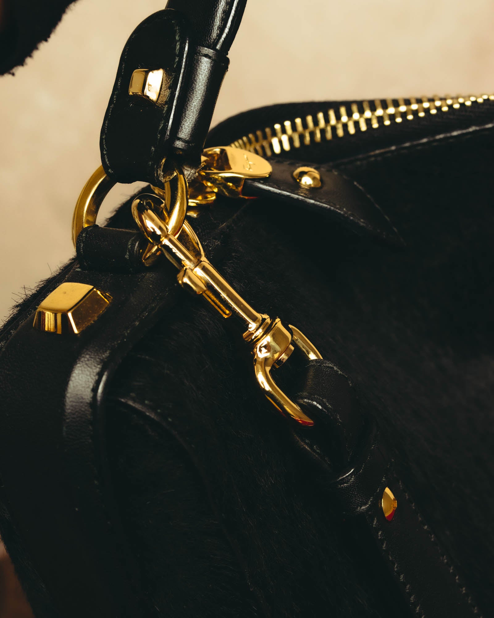 "Salvatore Ferragamo" 90's-00's Textured calf hair shoulder bag