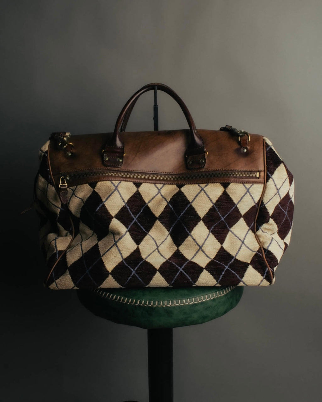-SPECIAL- "Felisi" Argyle leather trim 2way boston bag
