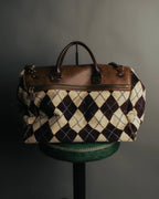 -SPECIAL- "Felisi" Argyle leather trim 2way boston bag