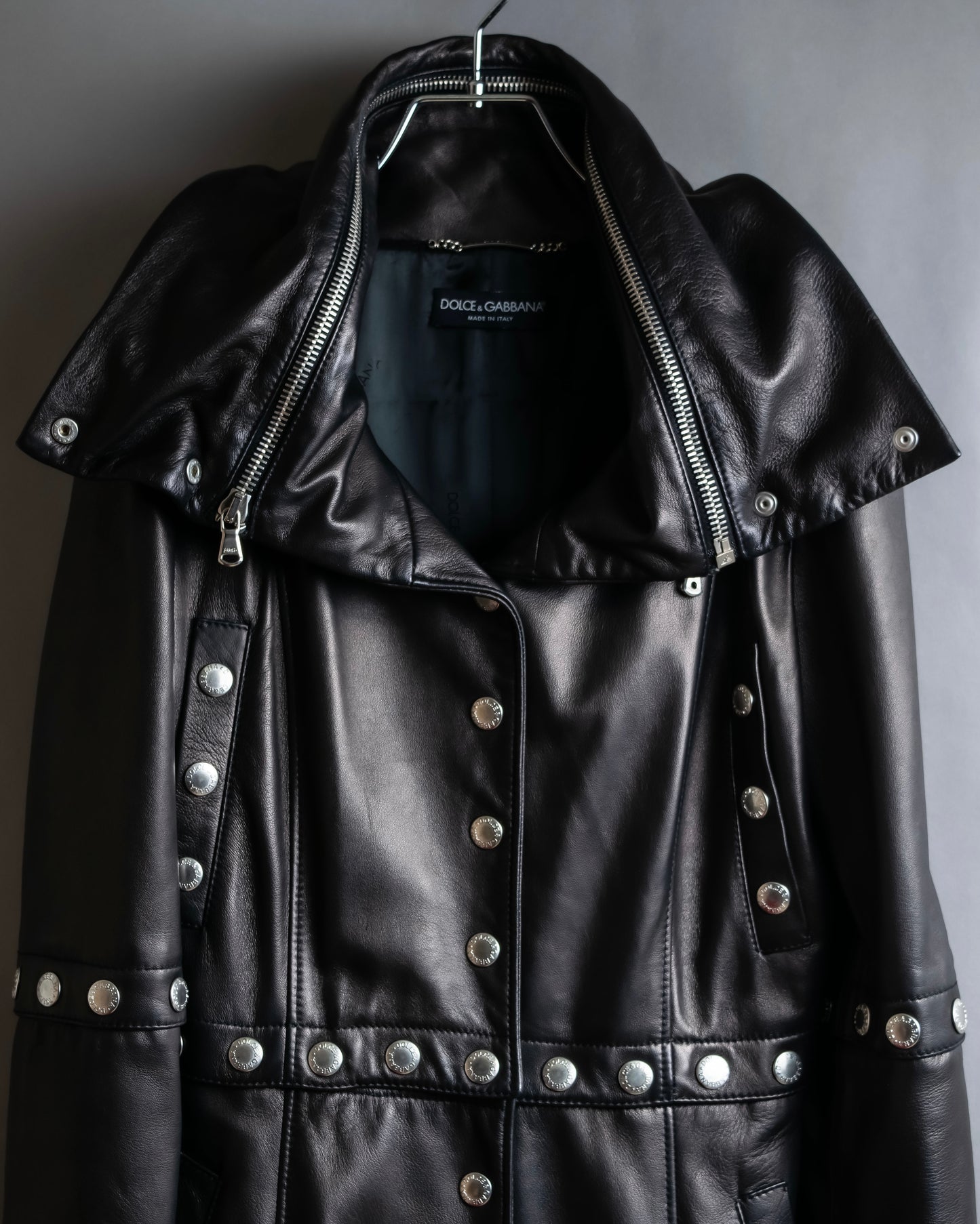 "Dolce & Gabbana" Silver stud design leather 2way coat