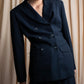 "DKNY" Peak lapel buttoned tailored jacket＆pleated wrap skirt set up