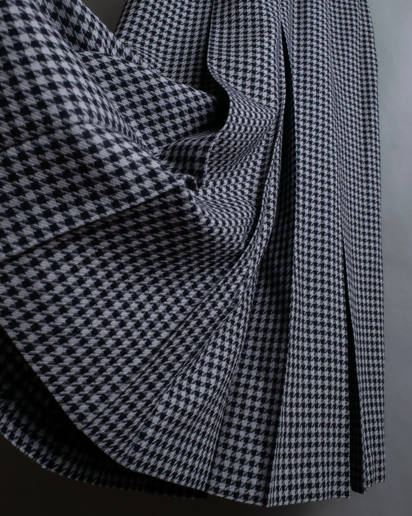 "Christian Dior" Houndstooth pattern wool cropped pleats skirt