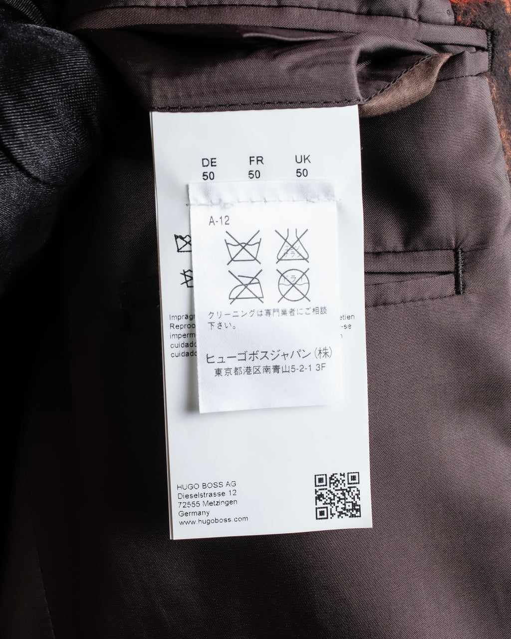 "HUGO BOSS" Plaid brushed wool tailored coat