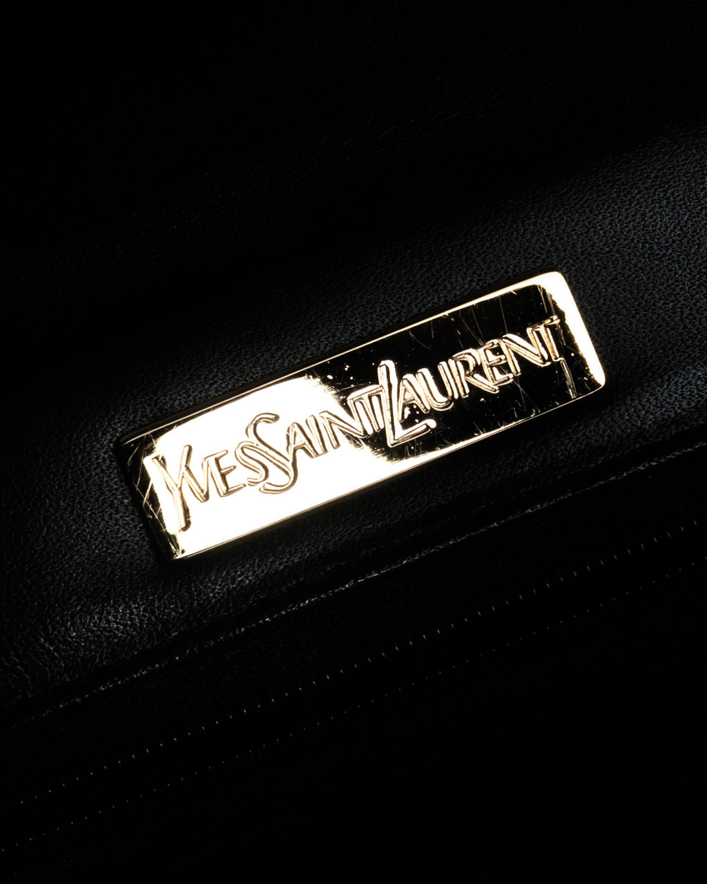 "Yves Saint Laurent" 90’s croc embossed whipstitch trapeze handbag