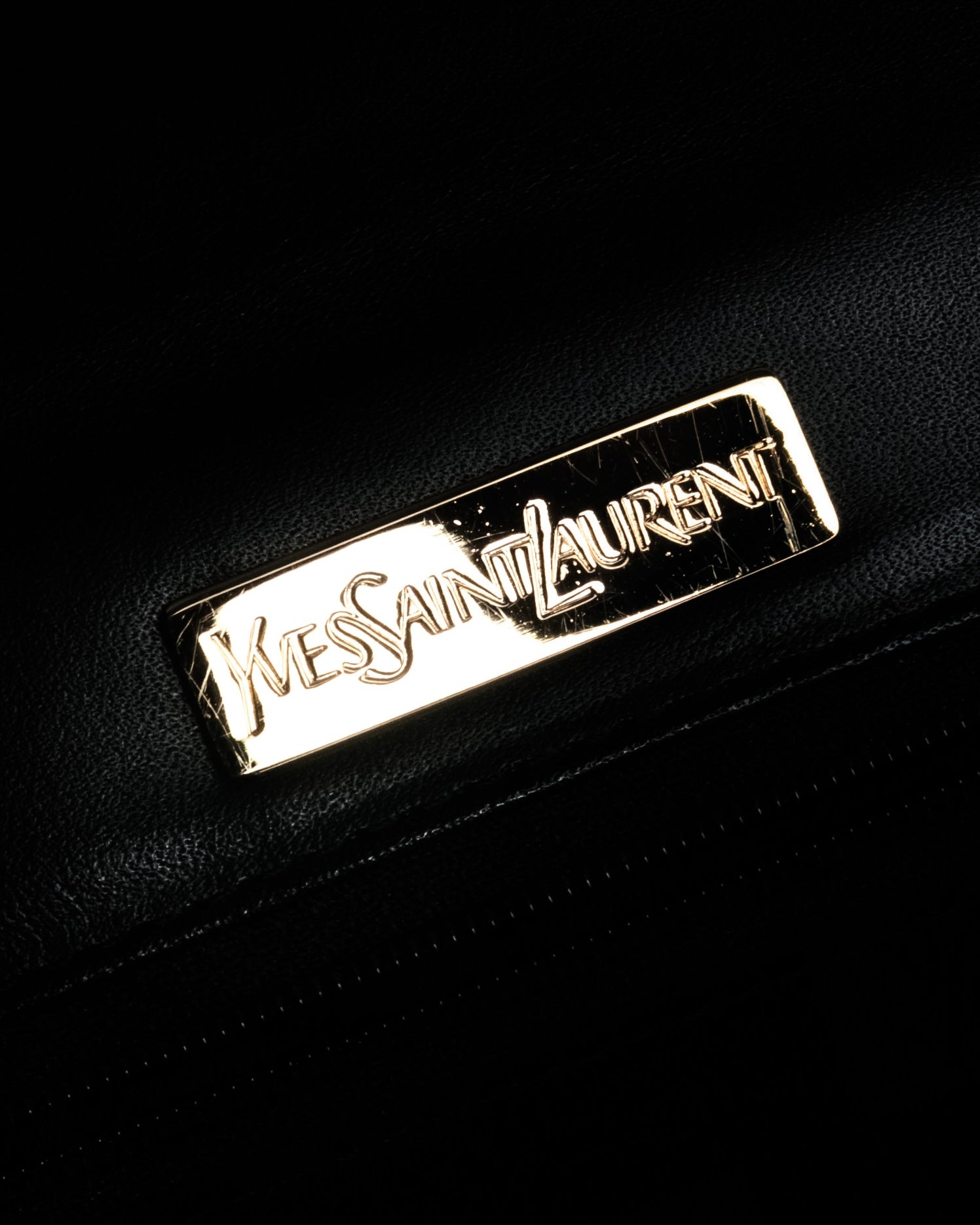 "Yves Saint Laurent" 90’s croc embossed whipstitch trapeze handbag