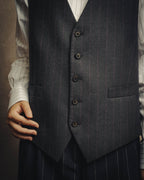 -SPECIAL- “HERMES” 2007-2009 Super 100s pinstripe tailored long gilet