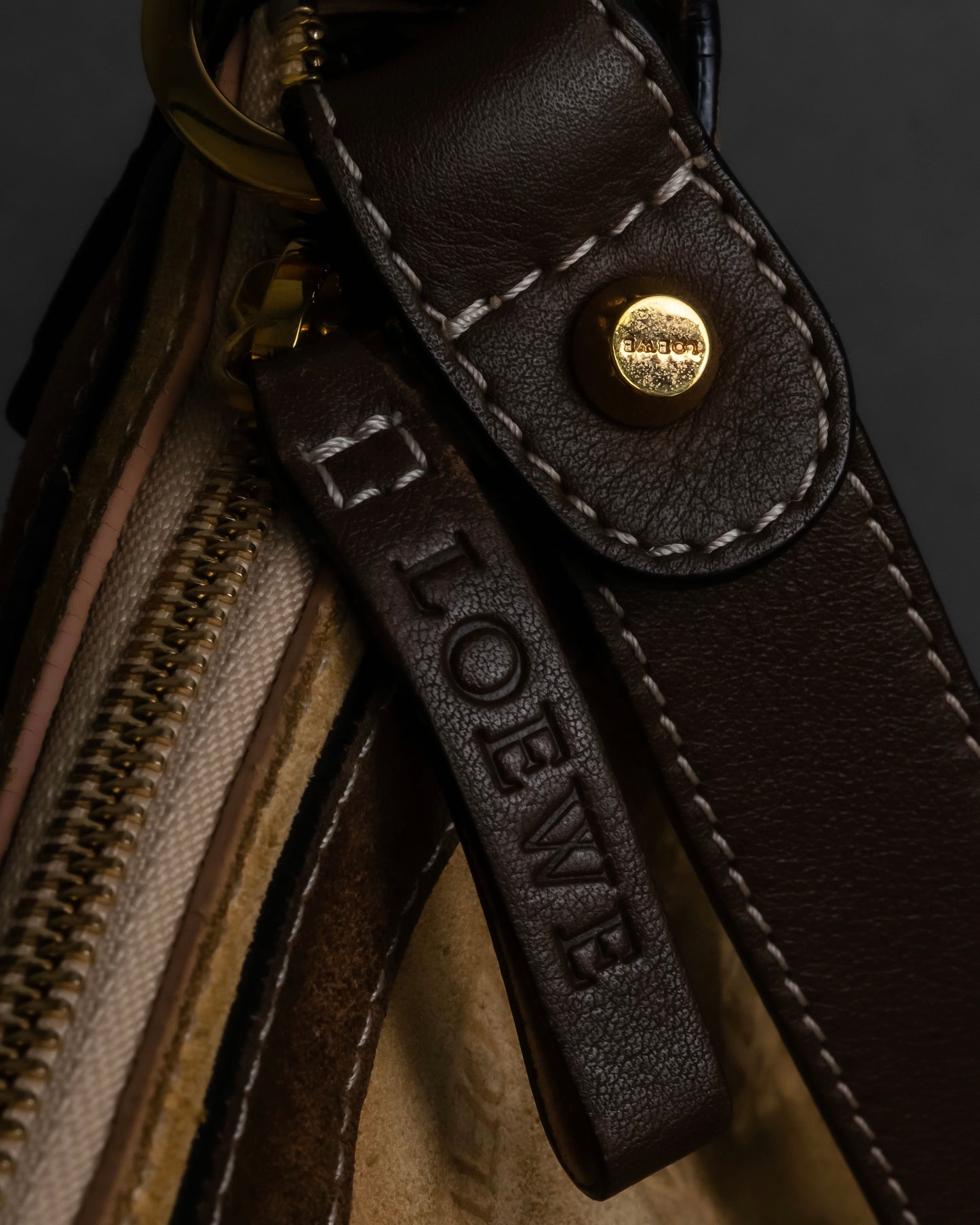 "LOEWE"  160th Anniversary Item outer pocket detail badge design shoulder bag