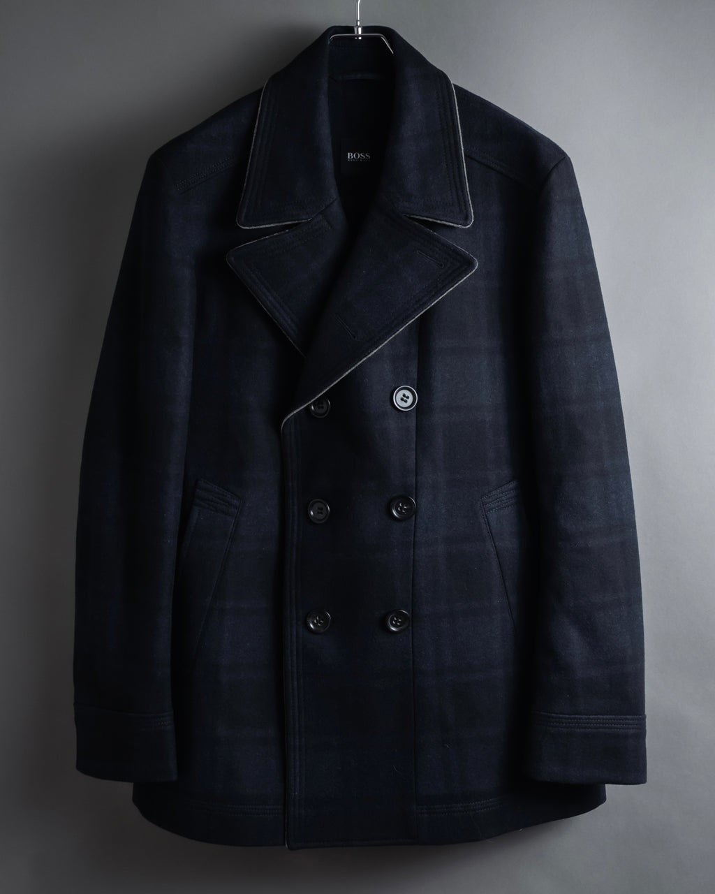 "HUGO BOSS" Double-breasted plaid coat