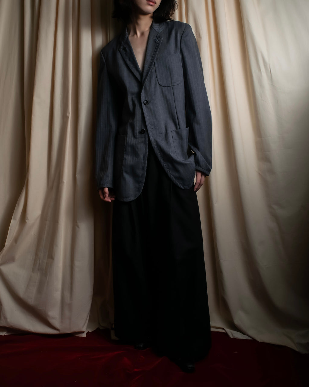 "COMME des GARCONS HOMME PLUS" 14SS modified lapel design striped jacket