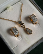 "Christian Dior" 00’s crystal pave cd drop necklace and earrings set