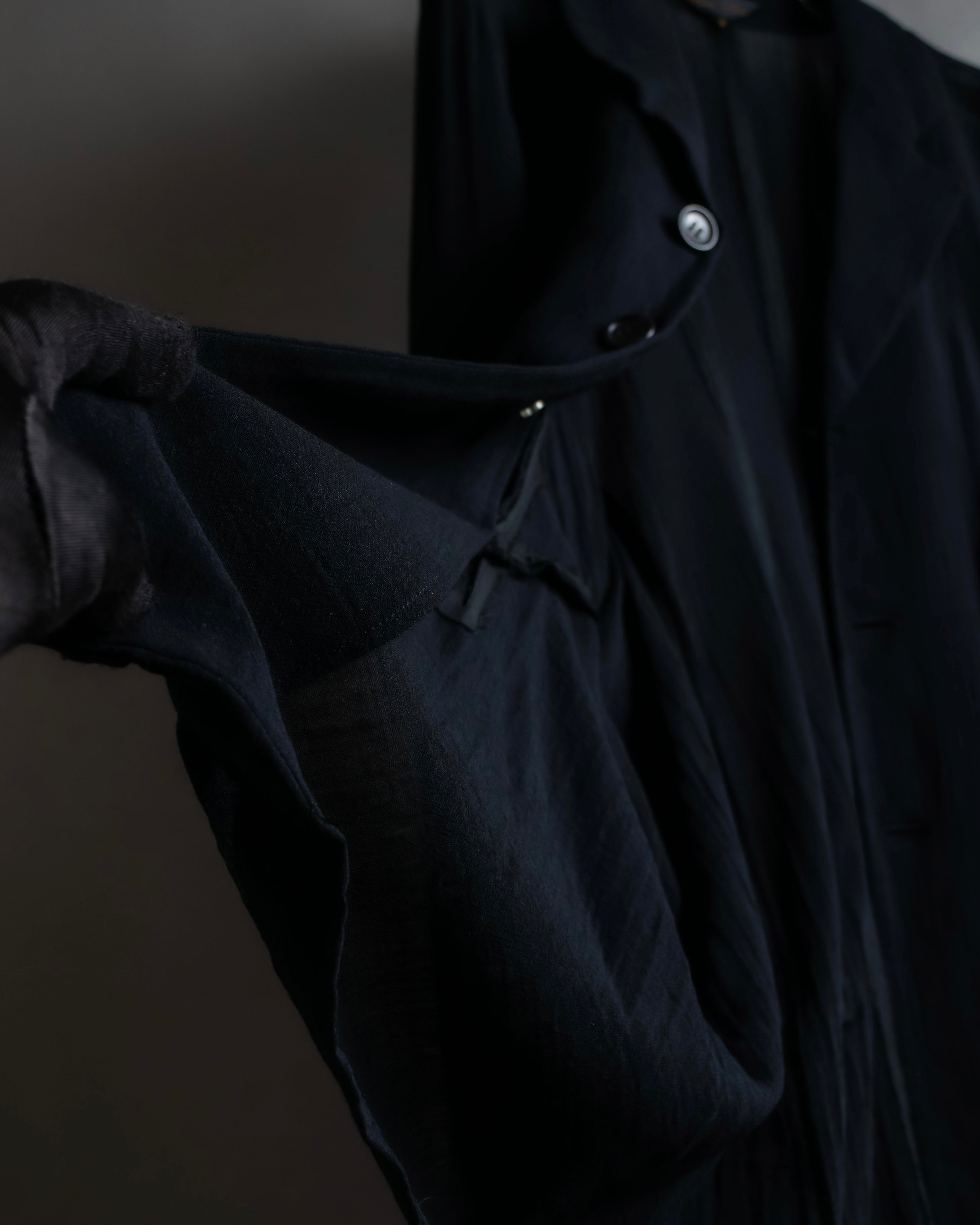 "COMME des GARCONS" 99SS sheer drape docking detail tailored jacket