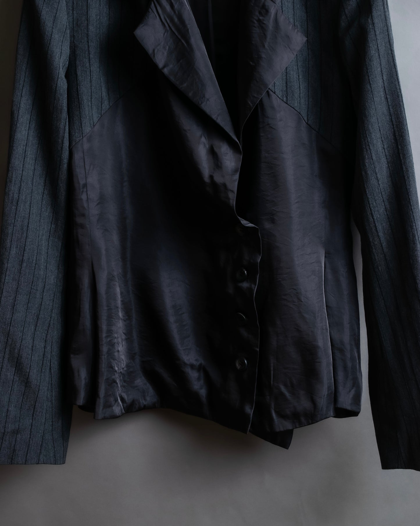 "ISSEY MIYAKE" Different material switching design shape pattern tailored jacket