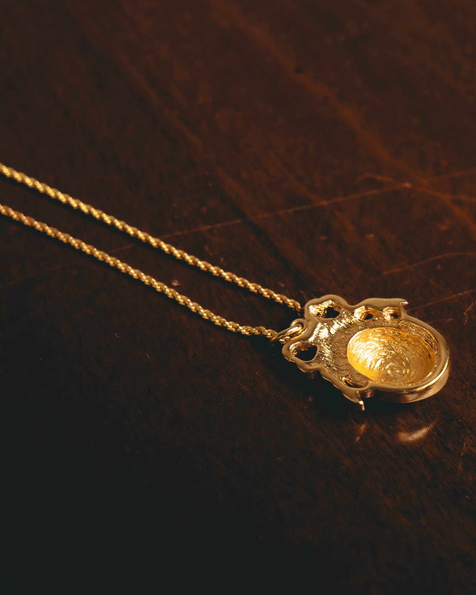 "Christian Dior" 80's-90's Gold monogram pendant necklace