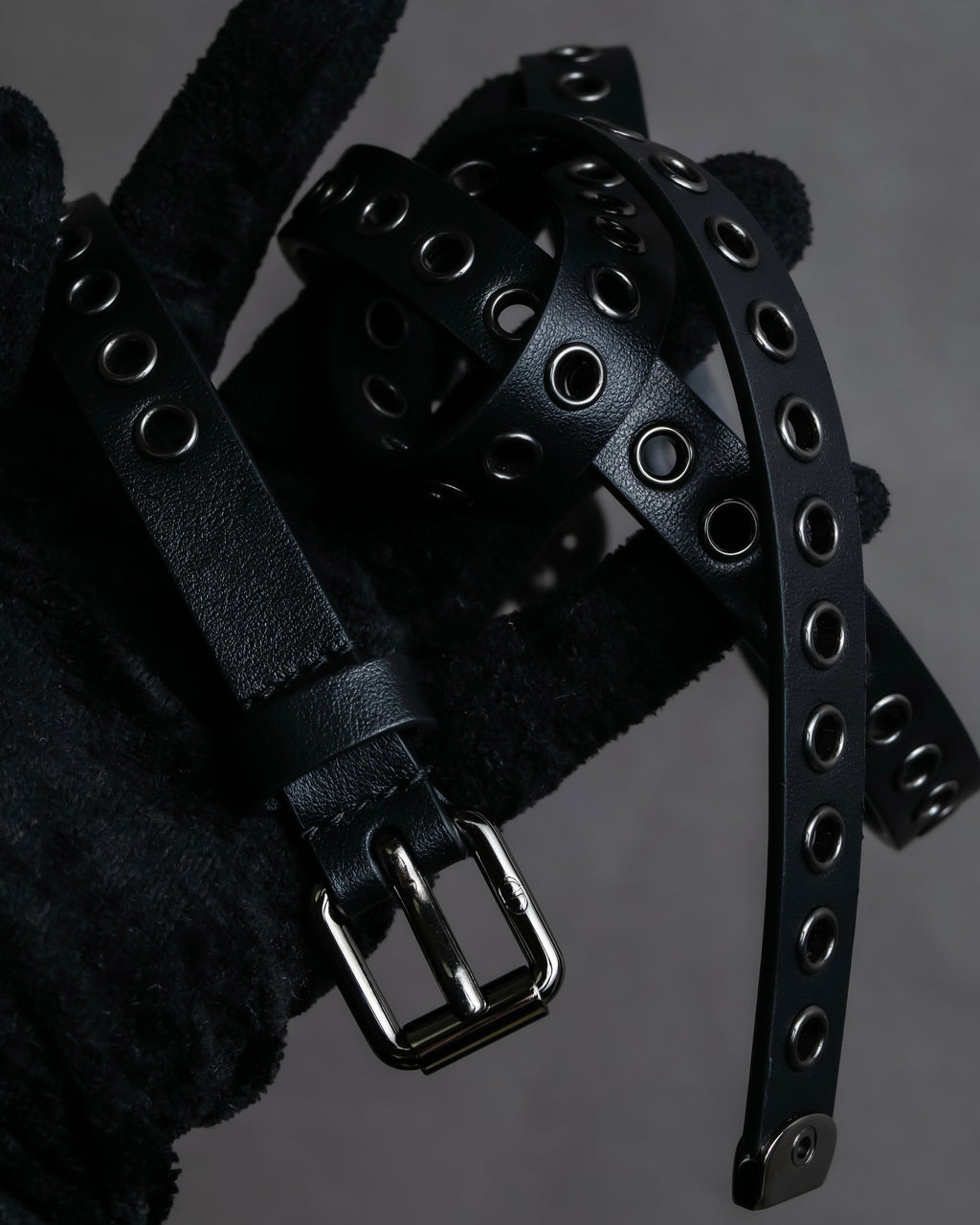 "Christian Dior" Countless eyelet design leather belt