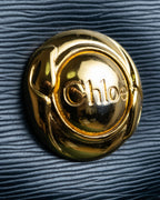 "Chloe" Trapezoid design embossed leather hand bag