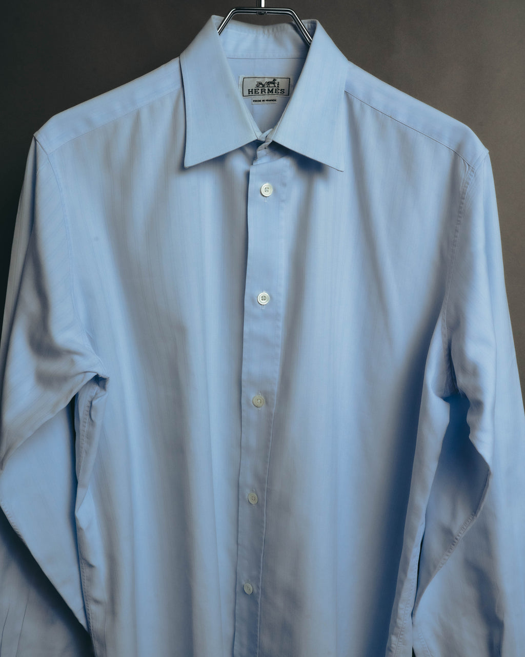 "Hermès" Vintage subtly woven cotton dress shirt