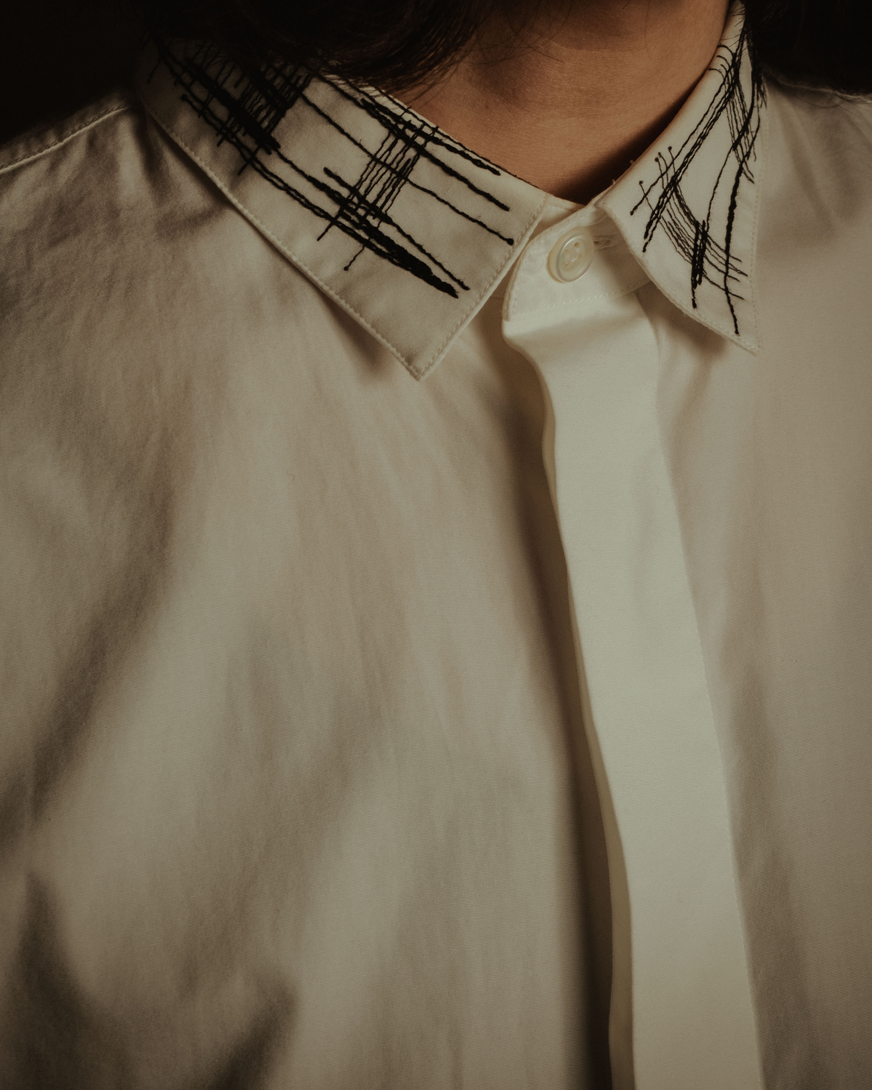 –SPECIAL– "Dior" 2024SS Embroidered grid-collar fly-front shirt