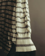 "tao COMME des GARÇONS" 10's Textured striped wool knit cardigan