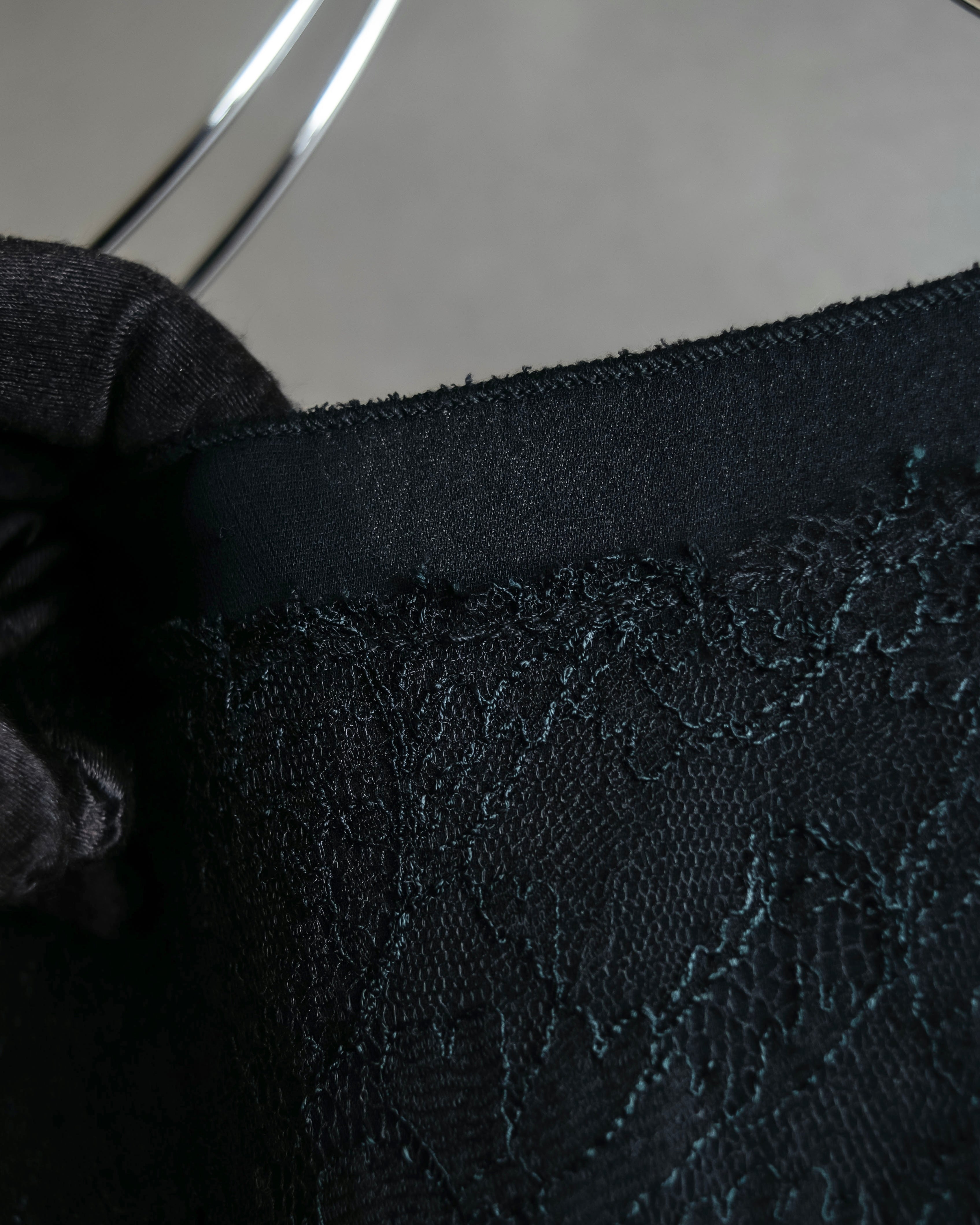 "RED VALENTINO"Ribbon belted design lace black dress