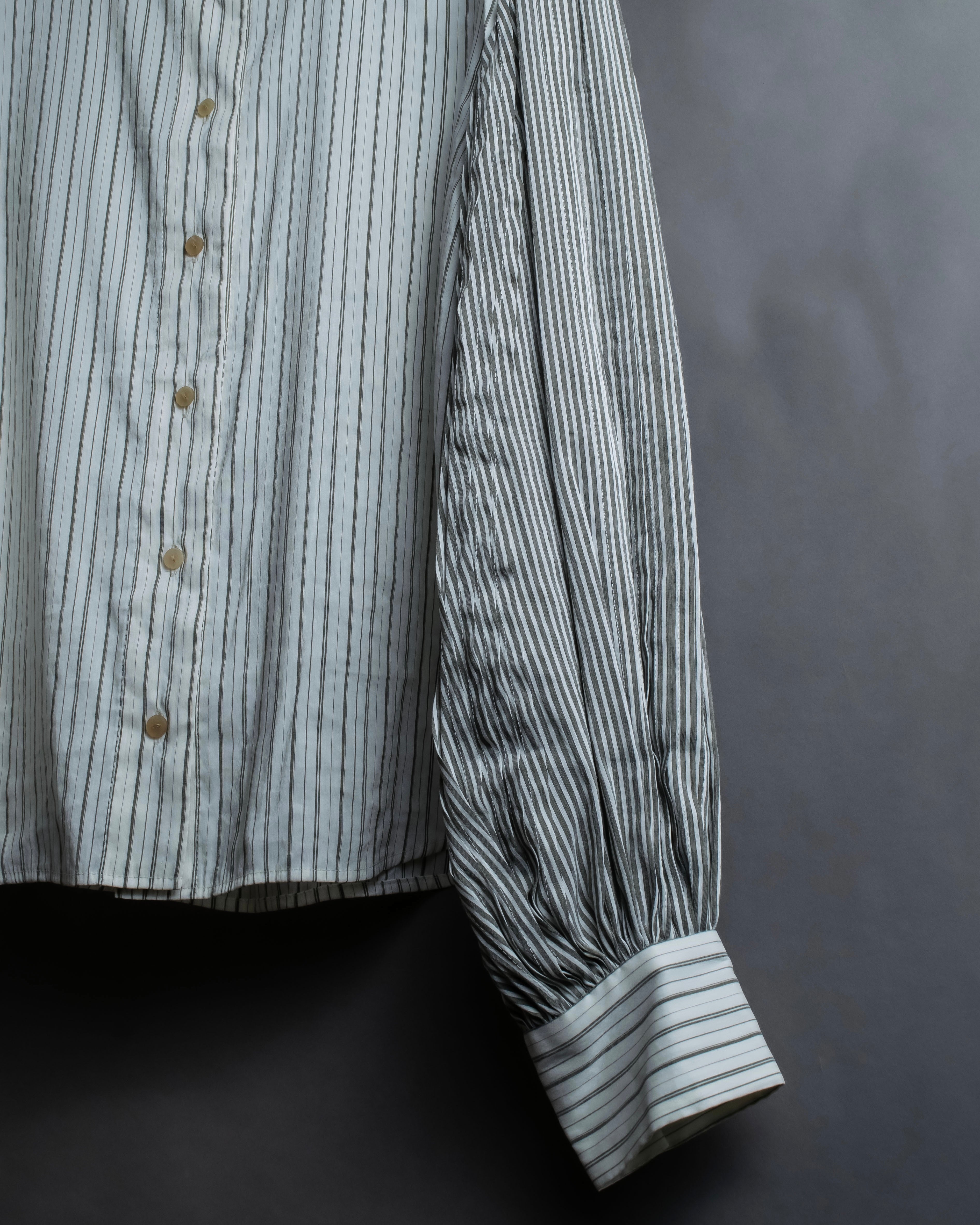 "LOEWE" Balloon sleeve striped high neck shirt