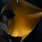 “PRADA” Letter shape gold lining leather Document Case