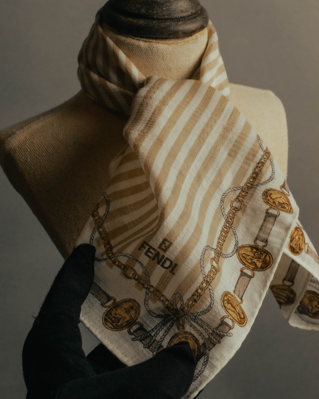 “FENDI” Late 80’s-90’s chain motif gauze scarf