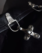 "CELINE" Front metal buckle detail leather skirt