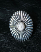 “Enasoluna” Flower motif marble stone silver ring