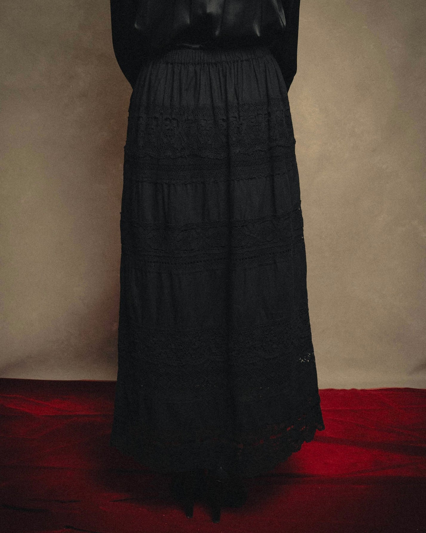 -SPECIAL- “tricot COMME des GARÇONS“ 2002SS Lace panel gathered skirt