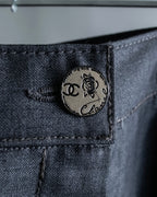 "CHANEL" 100% wool wide tapered slacks