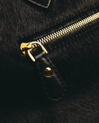 -SPECIAL- “Salvatore Ferragamo“ 90's-00's Gancini pony hair and leather dual-way boston bag
