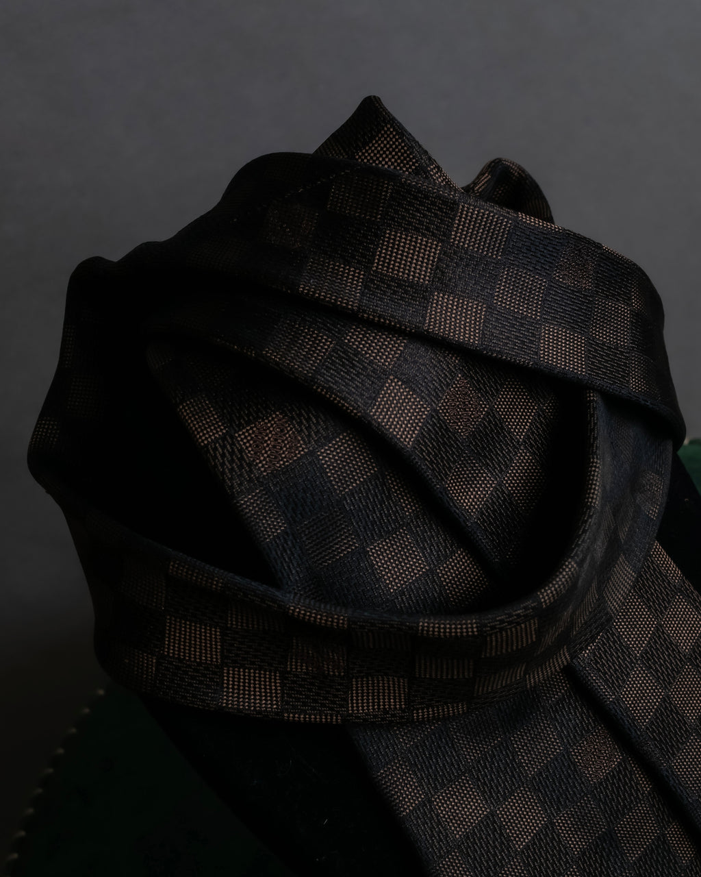 "LOUIS VUITTON" Damier check silk jacquard neck tie