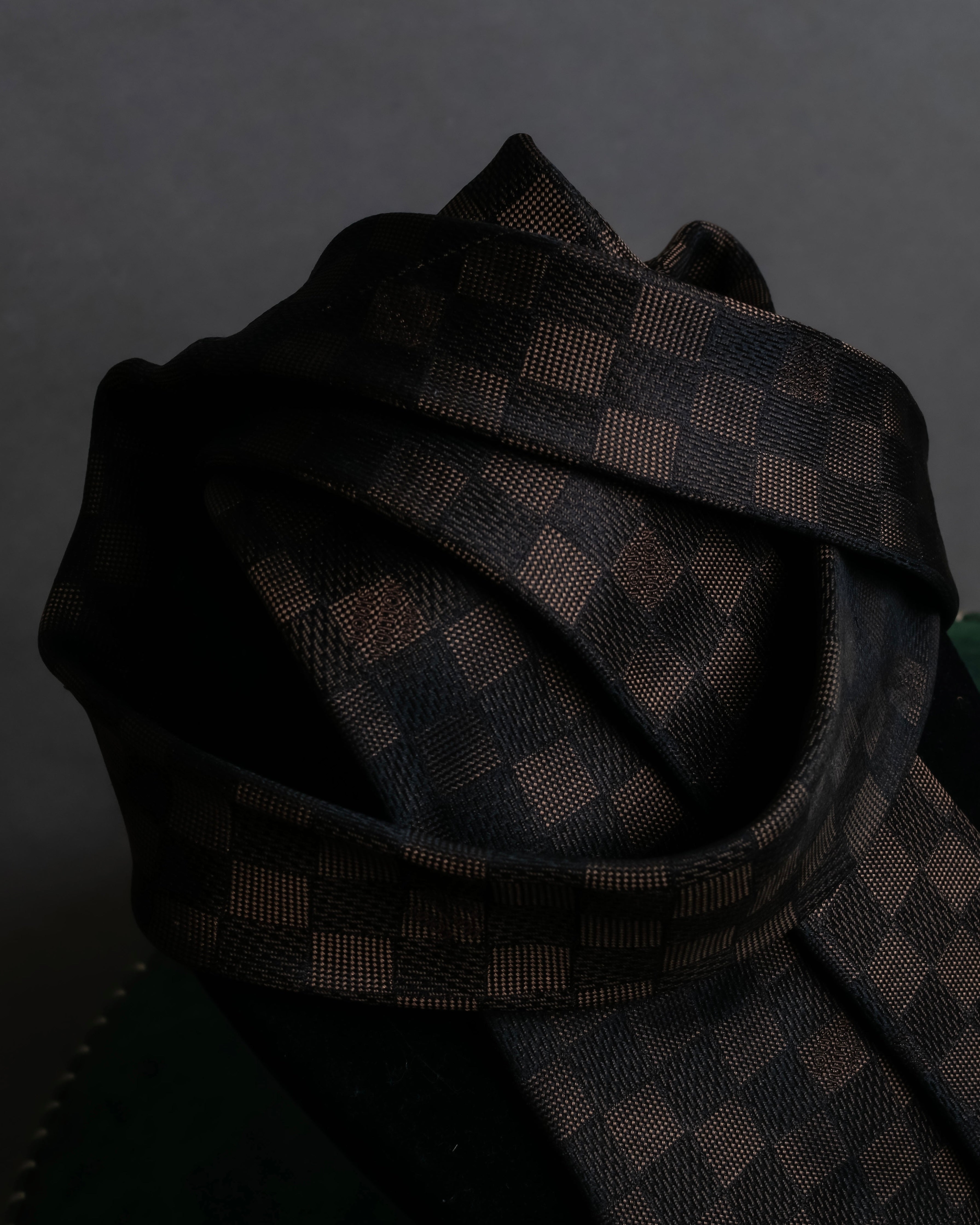 "LOUIS VUITTON" Damier check silk jacquard neck tie