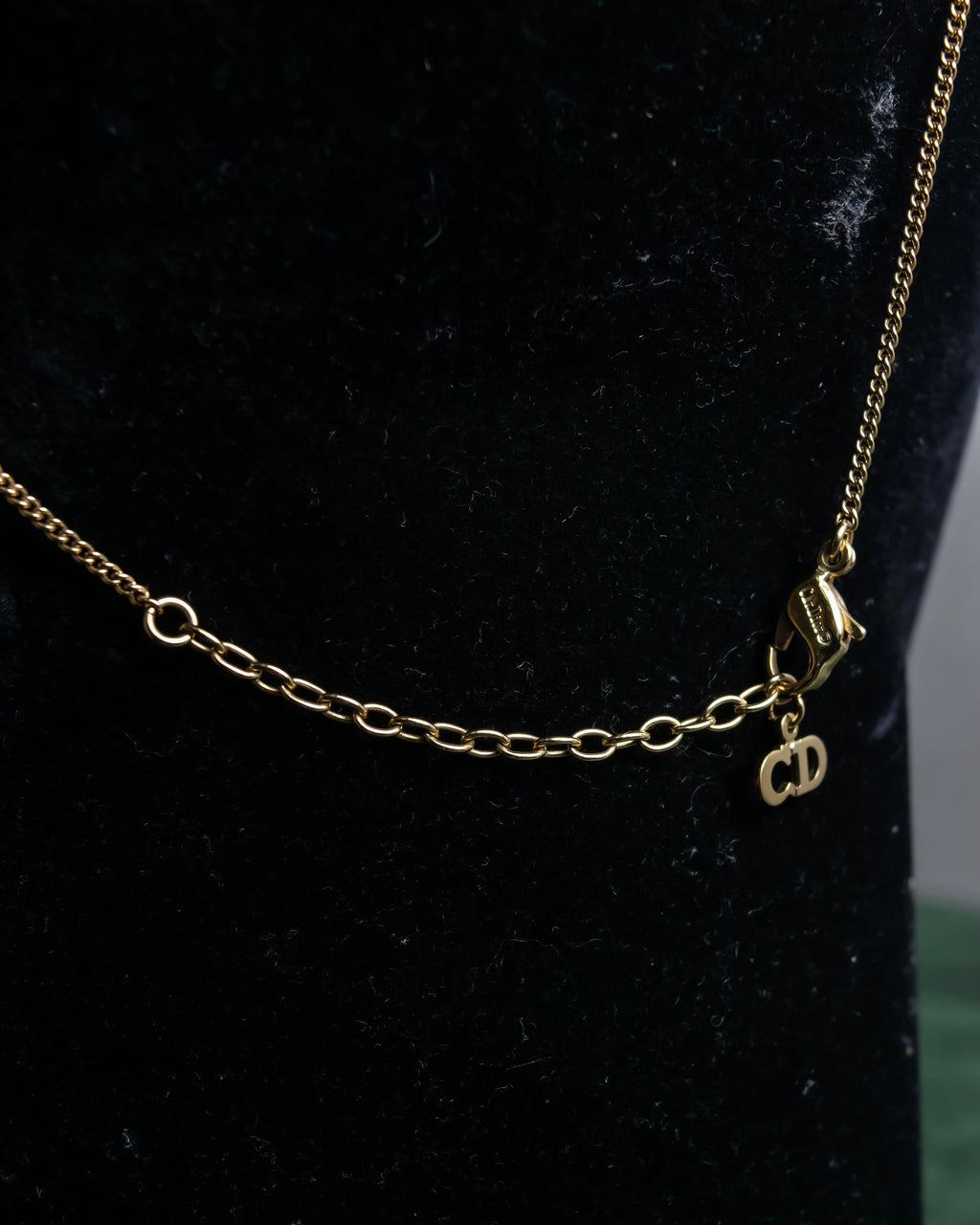 "Christian Dior" Pearl bijou gold chain necklace