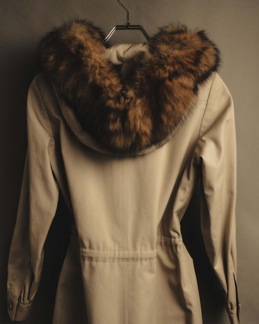 "Yves Saint Laurent" Vintage fox fur trimmed hooded long coat