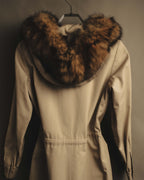 "Yves Saint Laurent" Vintage fox fur trimmed hooded long coat