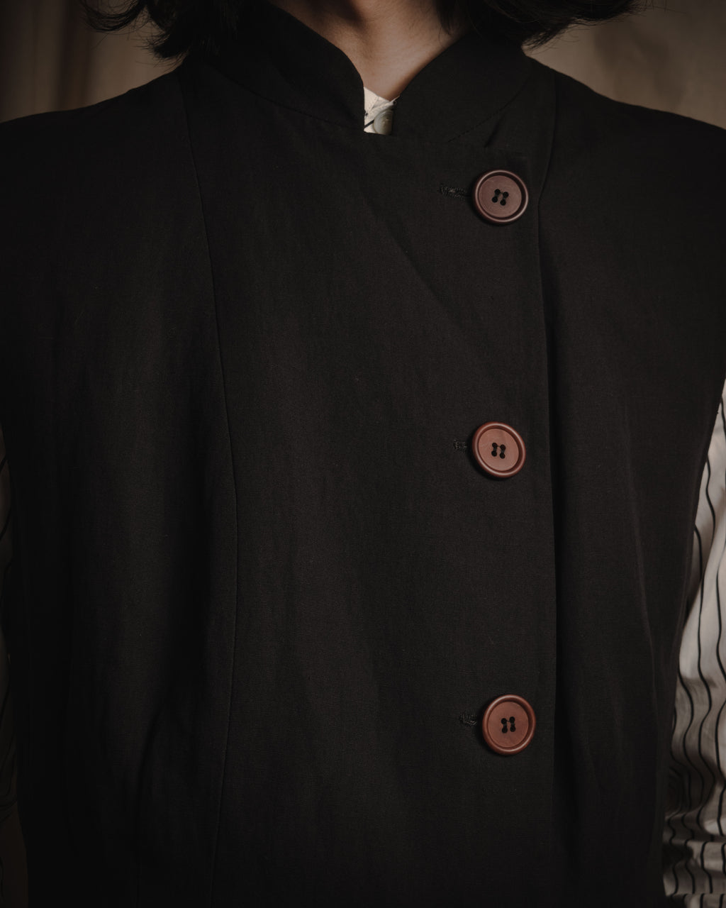 "GIORGIO ARMANI" Early 90s rayon linen asymmetric gilet