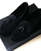 POLPETTA × Brilla per il gusto/ “ PASSO” Suede Tassel Loafers Navy